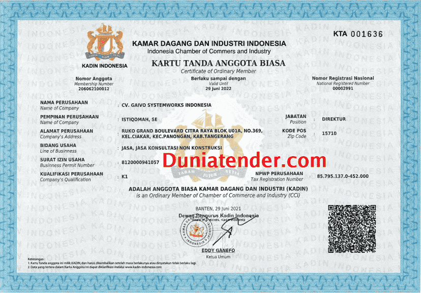 Contoh Kartu Tanda Anggota KTA KADIN - dzkkonstruksi.com